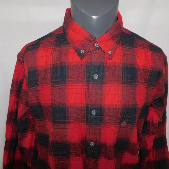 Eddie Bauer Mens  XLT Relaxed Fit Field Flannel Red Black Plaid Shirt NEW w Tag - Picture 2 of 11